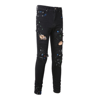 Pantalones Vaqueros Pintados Estilo Urbano para Hombre - Image 9