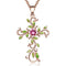 Fashion Alloy Cross Earrings Necklace Pendant Set Rose Dorado Necklace