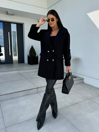 Abrigo de Lana con Cuello H Elegante para Desplazamientos Diarios - Image 29