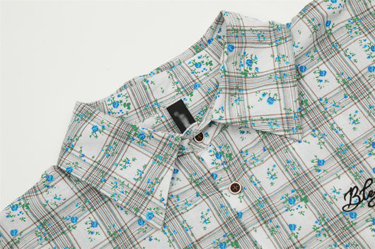 Camisa Suelta Estampado Floral y Cuadros para Hombre - Image 16