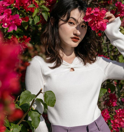 Suéter Ajustado Cuello V para Mujer - Tejido Elegante