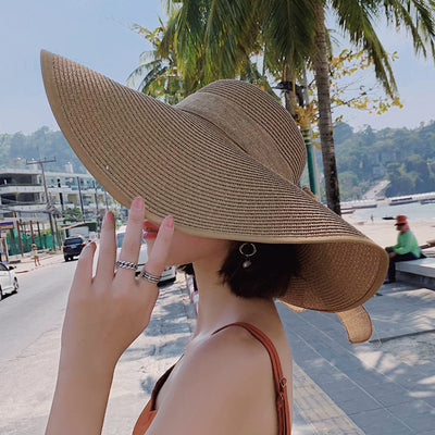 Sombrero de Paja Tejido para Playa - Protección Solar Viajes - Image 3