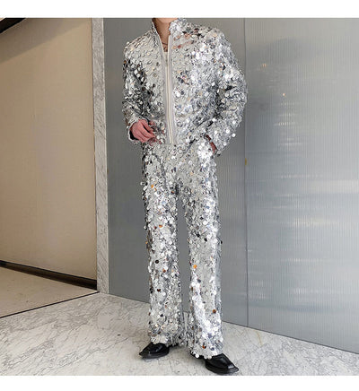 Conjunto de Traje Brillante para Hombre - Chaqueta y Pantalón Estilo Discoteca - Image 17
