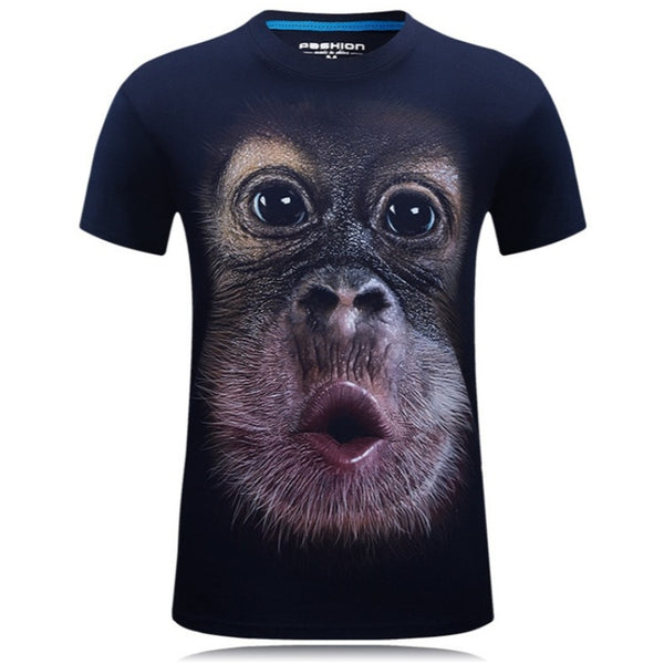 Camiseta Estampada Gorila para Hombre - Manga Corta Primavera Verano