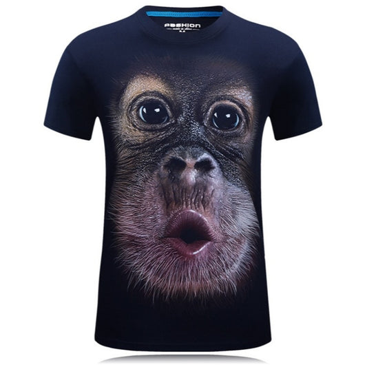 Camiseta Estampada Gorila para Hombre - Manga Corta Primavera Verano