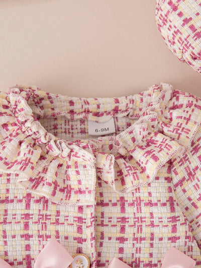 Vestido Infantil Cuadros con Cuello de Encaje y Moño - Image 12