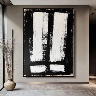 Cuadro Abstracto Blanco y Negro - Pintura al Óleo Moderna para Sala de Estar - Image 9