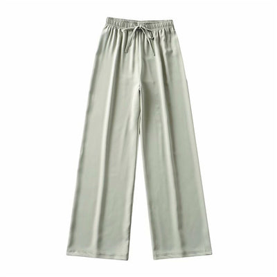 Pantalón Ancho de Cintura Alta Elástico con Drapeado - Elegancia Casual para Mujer - Image 3