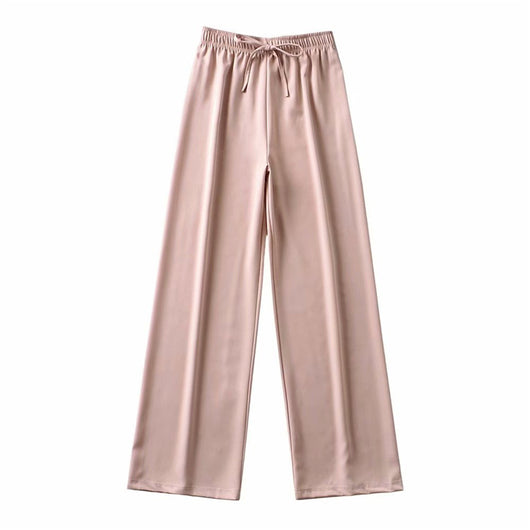 Pantalón Ancho de Cintura Alta Elástico con Drapeado - Elegancia Casual para Mujer - Image 11