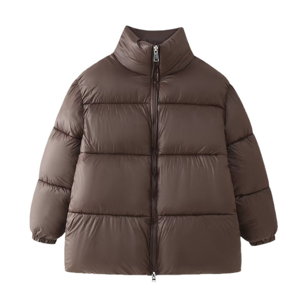Abrigo de Algodón con Cuello Mao Minimalista y Versátil para Mujer
