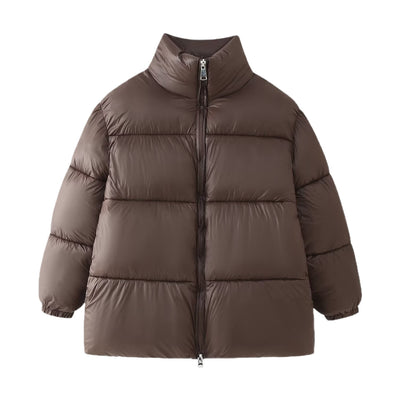 Abrigo de Algodón con Cuello Mao Minimalista y Versátil para Mujer