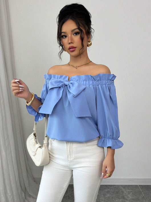 Blusa Cuello Barco con Volantes y Detalle de Moño - Image 15
