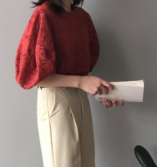 Blusa Coreana con Mangas Abullonadas Estilo Literario para Mujer - Image 6