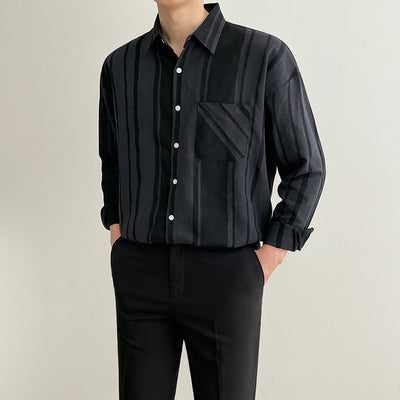 Camisa Casual de Manga Larga Negra para Hombre - Image 3