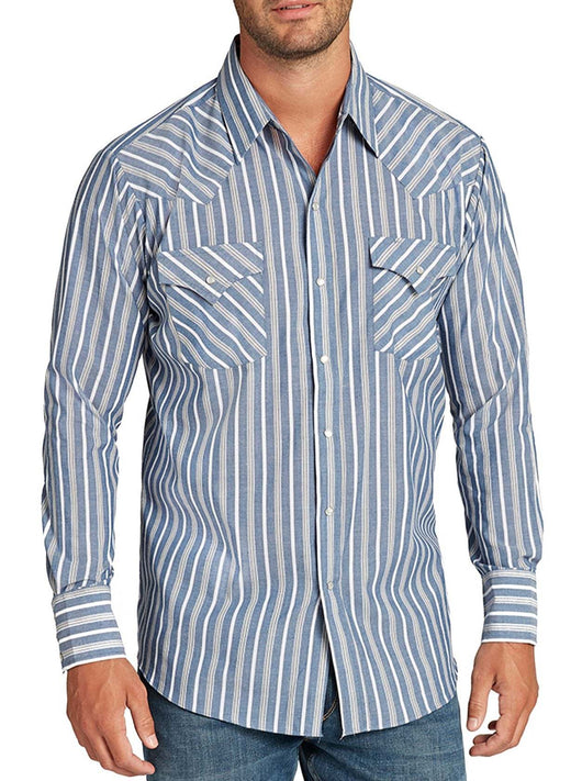 Camisa Occidental a Rayas de Manga Larga para Hombre - Image 5