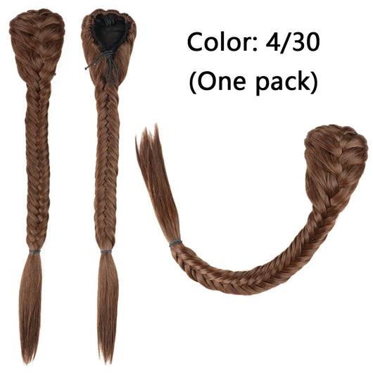 Peluca Trenza Sintética Cola de Caballo Estilo Fishtail para Mujer - Image 9