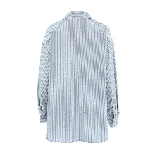 Camisa Manga Larga a Rayas con Detalles de Diamantes - Image 27