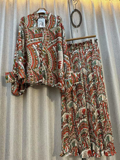 Conjunto de Dos Piezas: Blusa Estampada Personalizada + Pantalón Ancho de Cintura Alta - Image 62