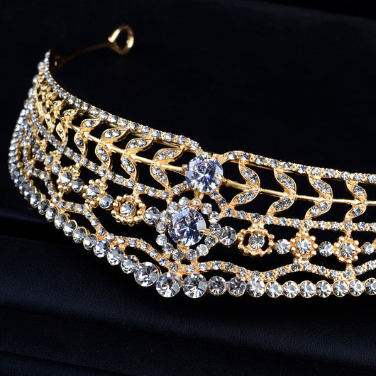 Tocado Nupcial Barroco Coreano con Diamantes para Boda - Image 3
