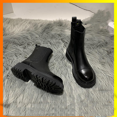 Botas Plataforma Retro British Style en Terciopelo Marrón - Botas Skinny para Invierno - Image 10
