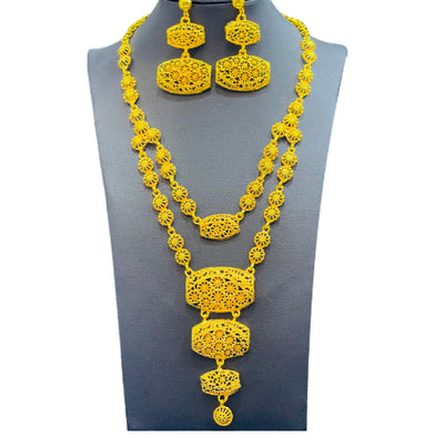 Conjunto de Joyería Árabe Dorada para Novia - Collar, Pulsera, Aretes y Anillo - Image 7