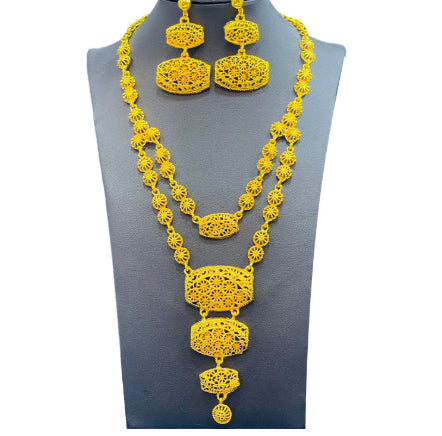 Conjunto de Joyería Árabe Dorada para Novia - Collar, Pulsera, Aretes y Anillo - Image 7