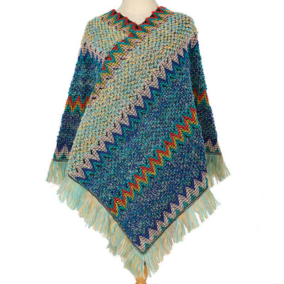 Poncho Étnico Multicolor Cálido para Otoño e Invierno - Image 12