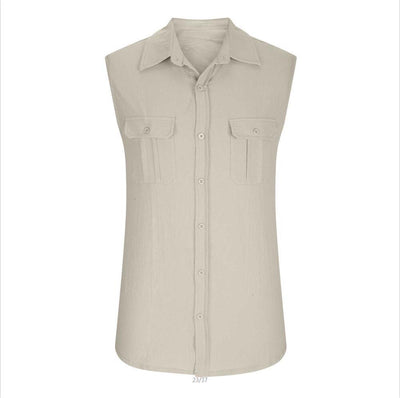 Camisa Hombre Algodón y Lino con Doble Bolsillo - Estilo Europeo y Americano - Image 8