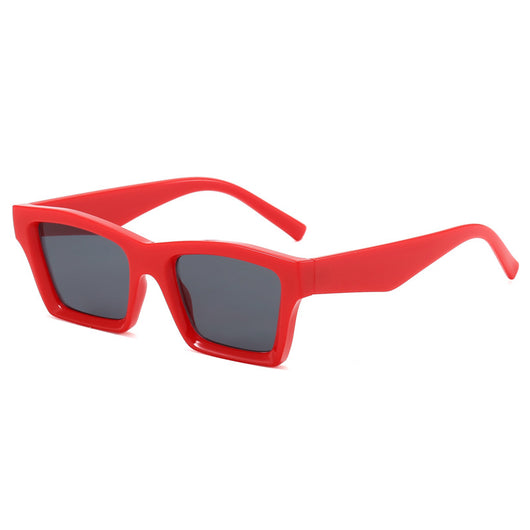 Champagne translucent rectangular sunglasses with brown lenses, featuring a simple fashion design. - Image 11