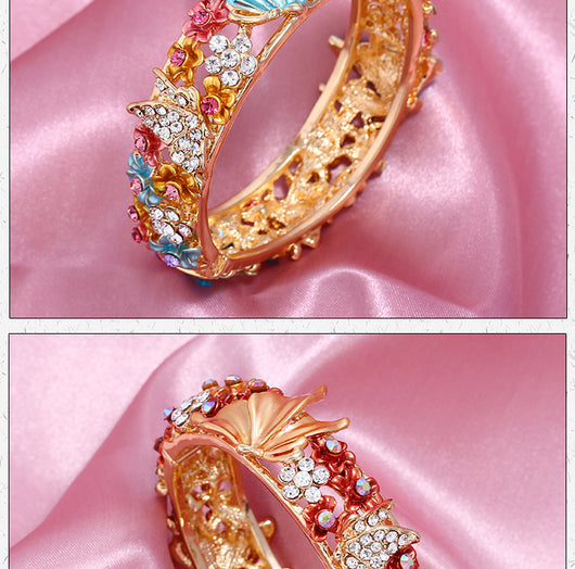 Brazalete Abierto con Mariposas y Flores Pintadas - Image 13