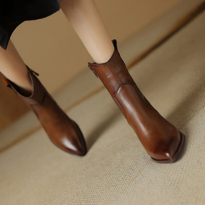Botas Vaqueras de Cuero Vintage Hasta la Pantorrilla - Estilo Otoño Invierno - Image 11