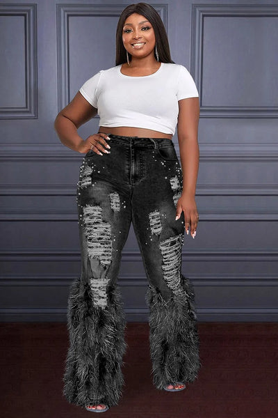Jeans Stretch Rasgados con Detalles de Perlas - Image 20