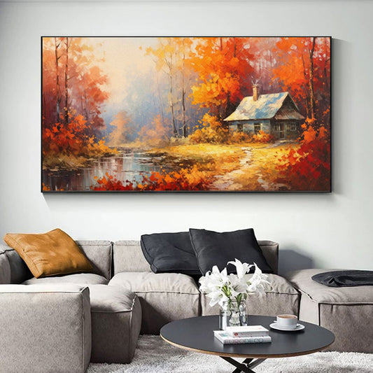 Cuadro Óleo Artesanal Árbol Naranja Paisaje Rural Decoración Farmhouse - Image 2