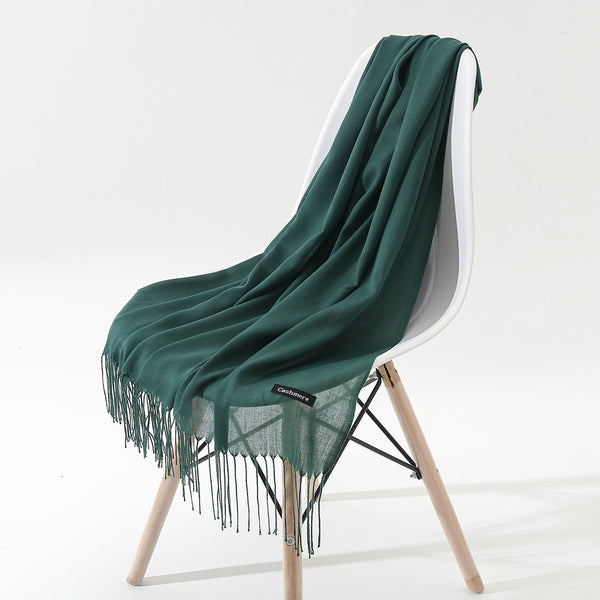 Bufanda Chal de Cachemira Otoño Invierno - Diseño Minimalista con Flecos