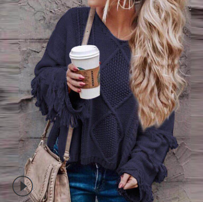 Suéter Mujer Cuello Redondo Manga Larga con Borlas - Diseño Clásico Liso - Image 6