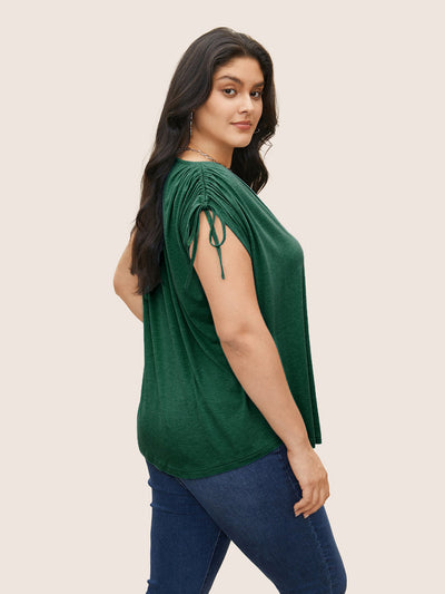Playera Suelta con Cuello V y Cordón Ajustable - Básico Versátil - Image 11