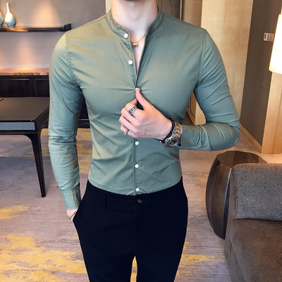 Camisa Manga Larga con Cuello Mao para Hombre - Image 5