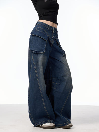 Pantalones Vaqueros Anchos de Cintura Alta con Bolsillos Funcionales - Image 25