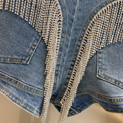 Shorts de Mezclilla con Detalles de Strass y Borlas para Mujer - Image 12