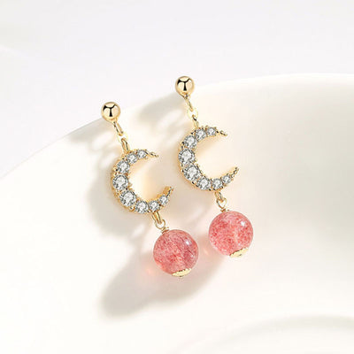 Aretes de Cristal Natural Fresa para Mujer - Image 4
