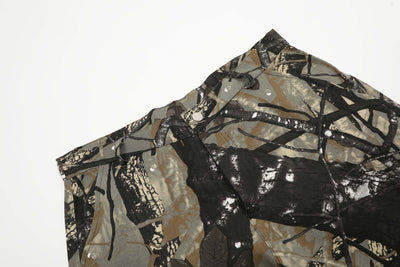 Shorts de Mezclilla Camuflado Estilo Americano con Múltiples Bolsillos - Image 7