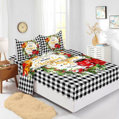 Juego de Sábanas Navideñas Ajustables Rojo - Funda de Colchón Estampada 4 Piezas - Image 23