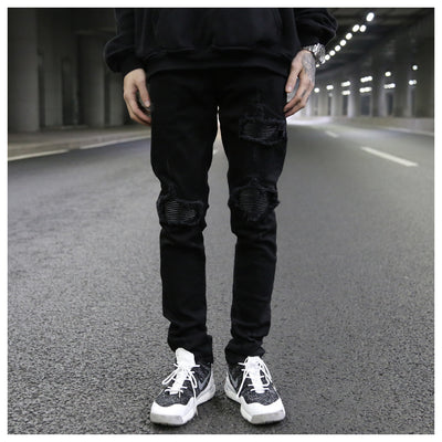 Jeans Slim Fit Elásticos con Parches de Costura PU - Image 10