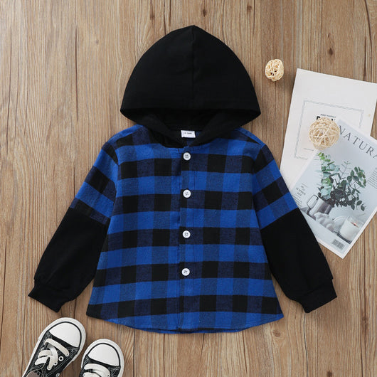 Chaqueta Camisa a Cuadros con Capucha para Niño - Estilo Casual Moderno - Image 4