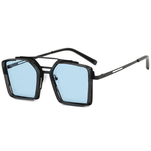 Gafas de Sol Steampunk Hombre Marco Hueco Cuadrado Metal Doble Rayo - Image 7