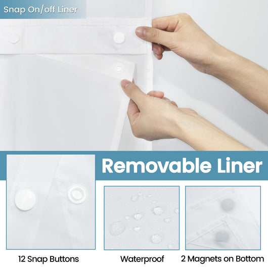 Cortina de Baño Doble Capa con Hebilla Grande - Diseño Liso y Moderno - Image 34