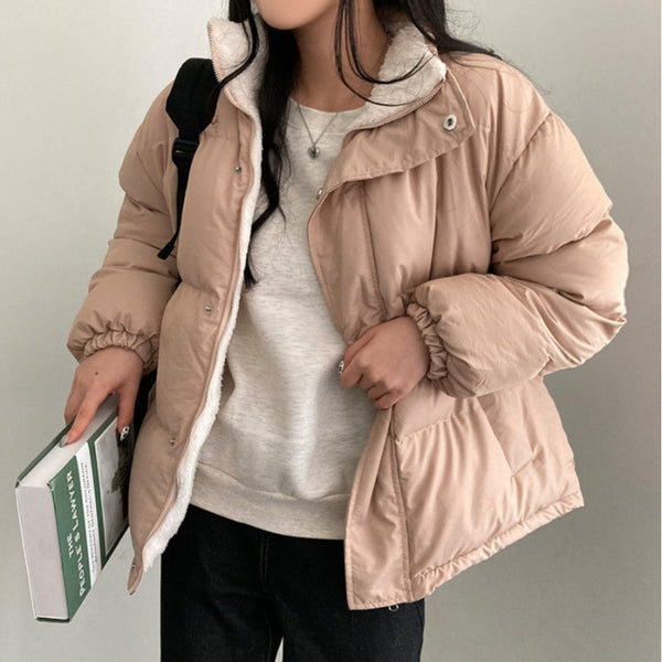 Abrigo Acolchado Reversible de Cuello Alto para Mujer - Cálido y Versátil