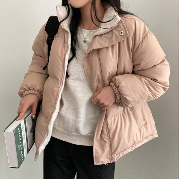 Abrigo Acolchado Reversible de Cuello Alto para Mujer - Cálido y Versátil
