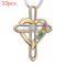 Cross Love Colorful Imitatio Gemstone Pendant Alloy Clavicle Chain Cross love 10PCS