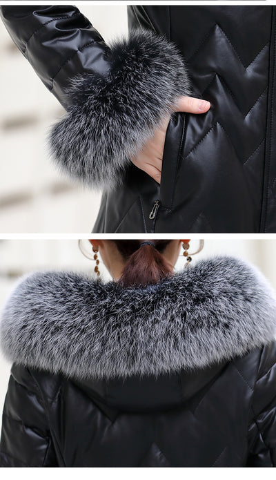 Chaqueta Acolchada con Cuello de Piel de Zorro y Capucha para Mujer - Image 11